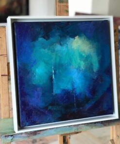 framed oil painting in blue by Jessica Dunn
