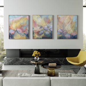 trio of oil paintings in situ